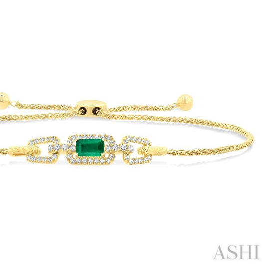 ASHI Emerald Shape Gemstone & Diamond Lariat Bracelet 7719QPPFGEMYG