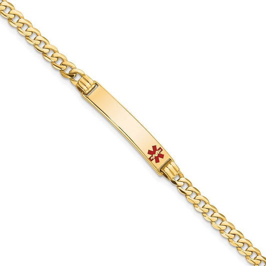 Quality Gold 14K Medical Red Enamel Curb Link ID Bracelet XM554FR