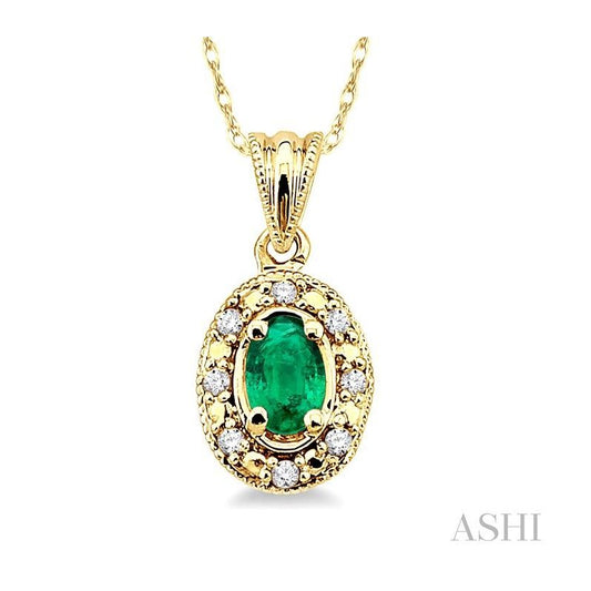 ASHI Oval Shape Gemstone & Diamond Pendant 58199PPFSPDEMYG