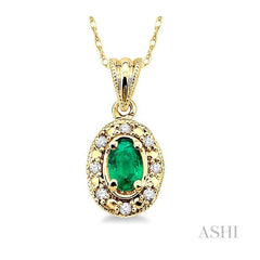 ASHI Oval Shape Gemstone & Diamond Pendant 58199PPFSPDEMYG