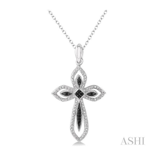 ASHI Silver Cross Black Diamond Pendant 86968PPSSSLPD