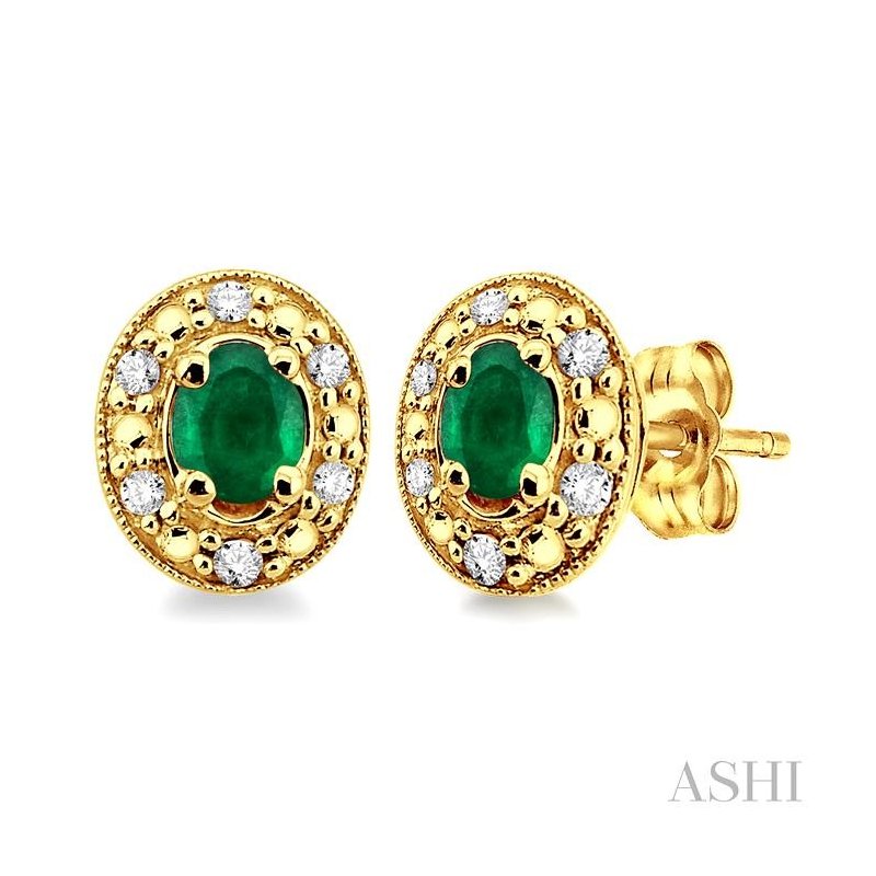 ASHI Oval Shape Gemstone & Diamond Earrings 58198PPFSEREMYG