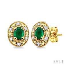 ASHI Oval Shape Gemstone & Diamond Earrings 58198PPFSEREMYG