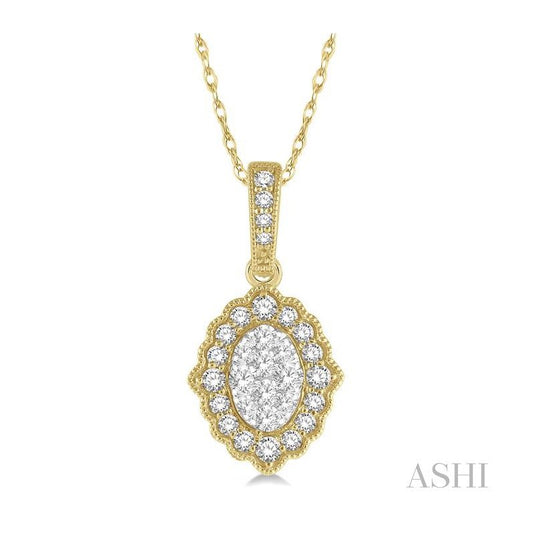 ASHI Oval Shape Halo Lovebright Diamond Pendant 905B6PPFGPDYW