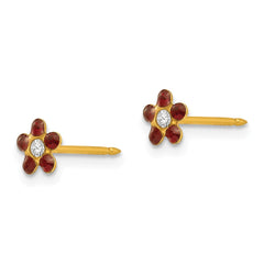 781E Inverness 14k January Red Crystal Birthstone Flower Earrings