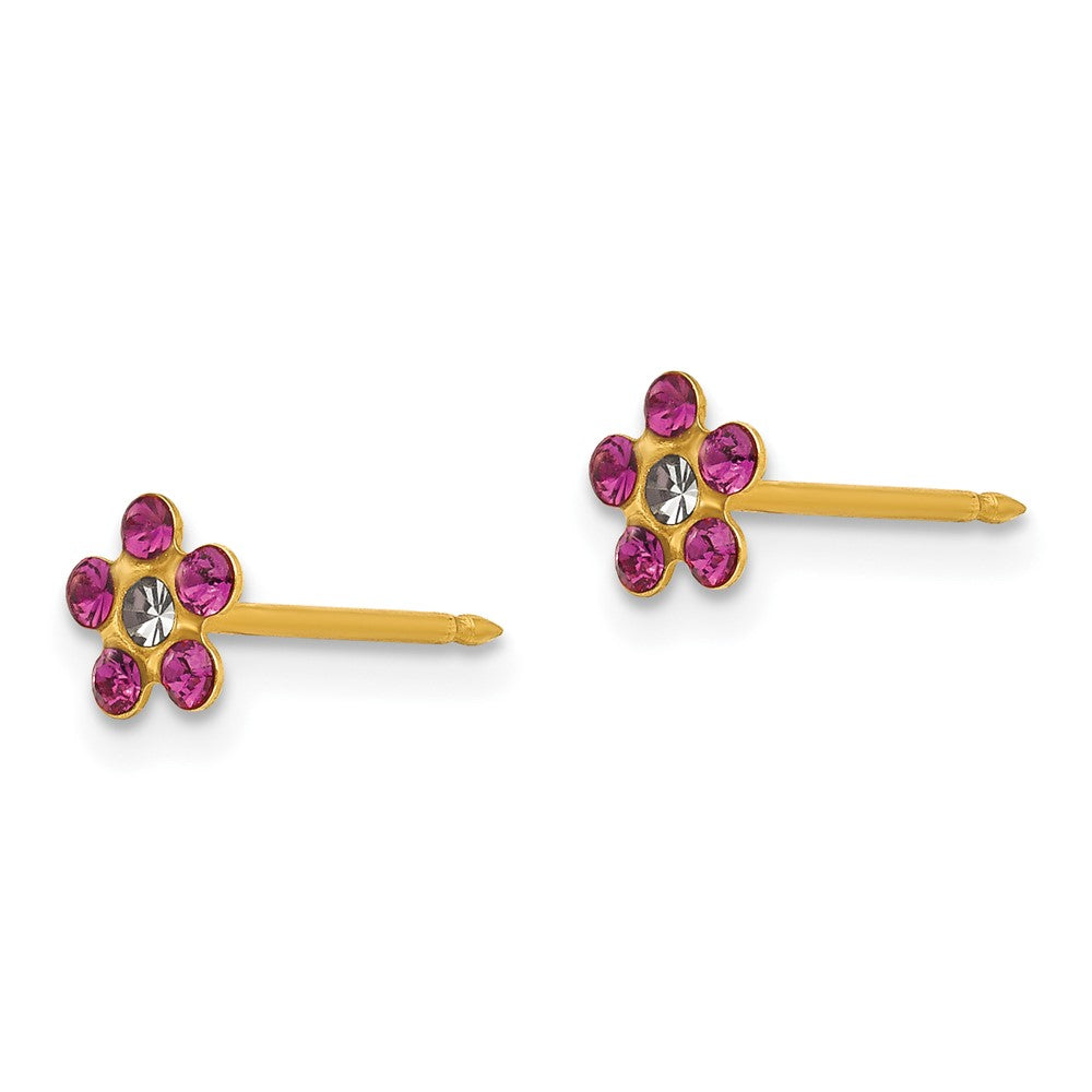 782E Inverness 14k February Purple Crystal Birthstone Flower Earrings