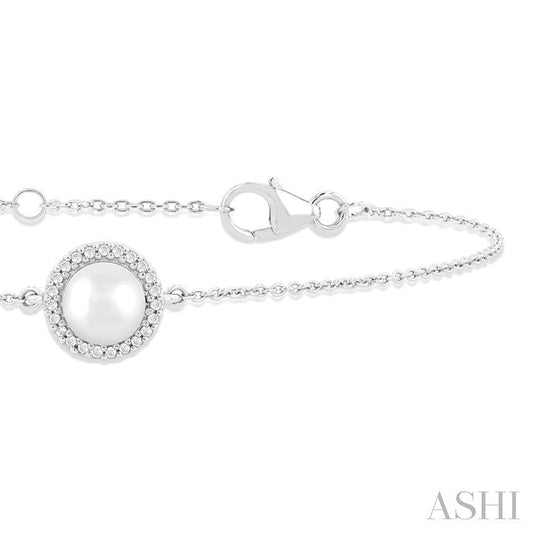 ASHI Pearl & Petite Halo Diamond Fashion Chain Bracelet 782Q0PPTSWPWG