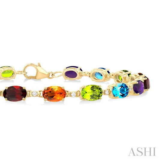 ASHI Oval Shape Gemstone & Diamond Bracelet 78310PPTGRNBYG