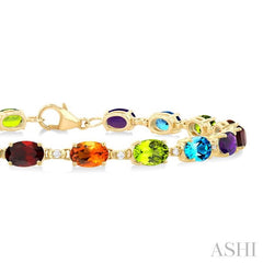 ASHI Oval Shape Gemstone & Diamond Bracelet 78310PPTGRNBYG