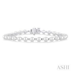 ASHI Pearl & Diamond Tennis Bracelet 784QVPPFGWPWG