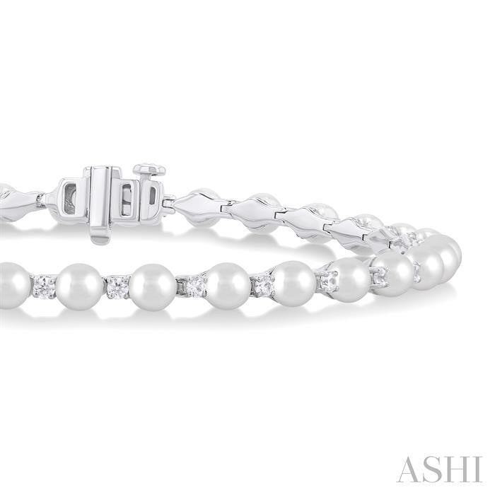 ASHI Pearl & Diamond Tennis Bracelet 784QVPPFGWPWG