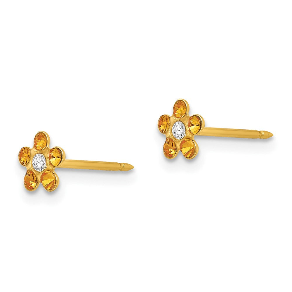 791E Inverness 14k November Yellow Crystal Birthstone Flower Earrings
