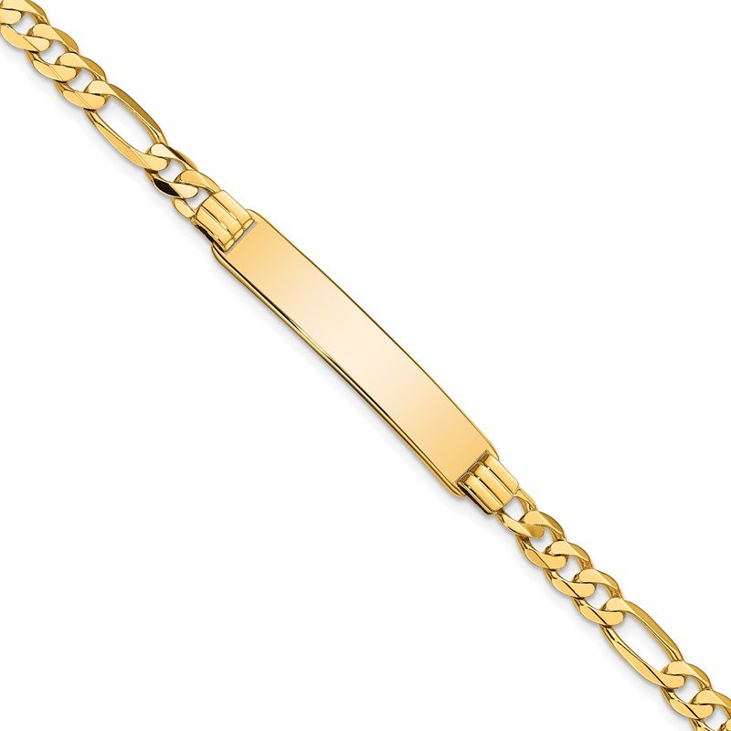 Quality Gold 14k Flat Figaro Link ID Bracelet LID78