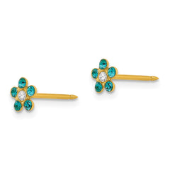 792E Inverness 14k December Blue Crystal Birthstone Flower Earrings
