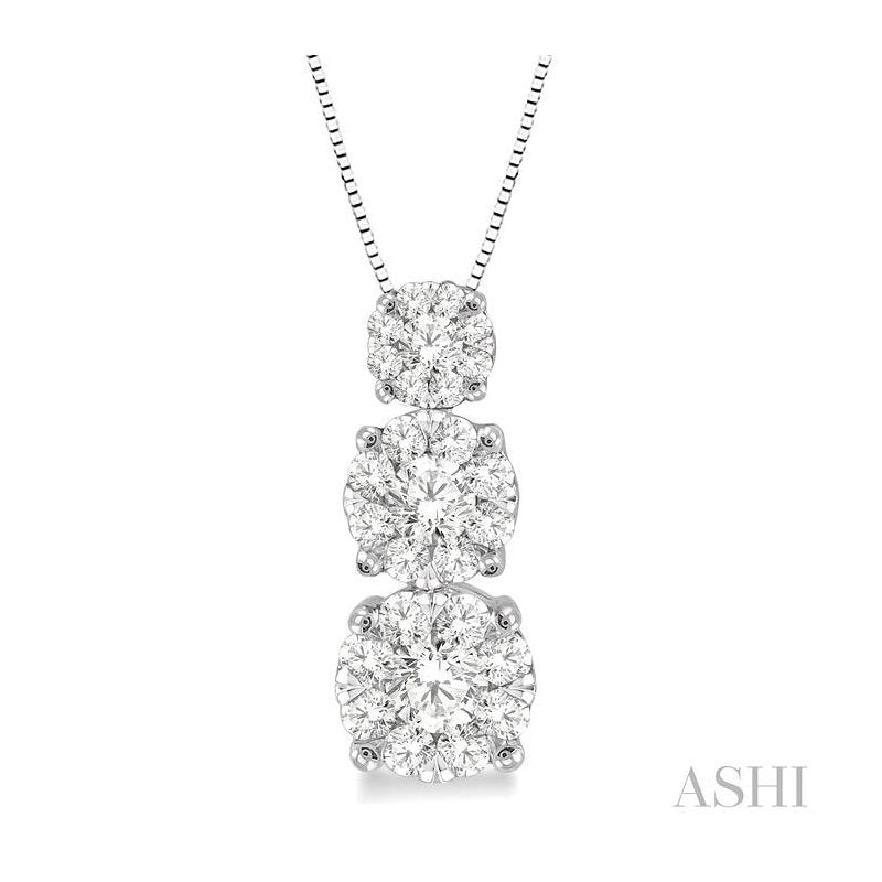ASHI Round Shape Past Present & Future Lovebright Essential Diamond Pendant 910A3PPFVPDWG