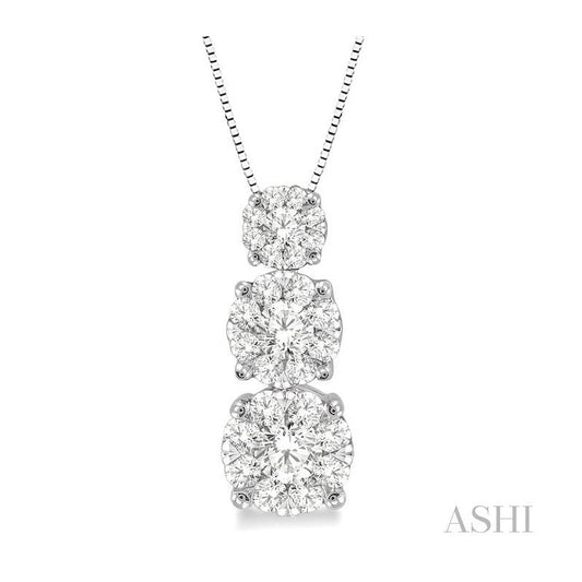 ASHI Round Shape Past Present & Future Lovebright Essential Diamond Pendant 910A3PPFVPDWG