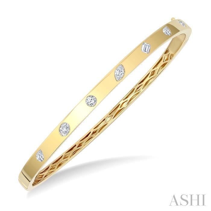 ASHI Mixed Shape Flush Bezel Set Diamond Fashion Bangle 796GVPPFGYG