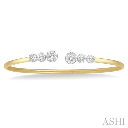 ASHI Stackable Round Shape Lovebright Diamond Open Cuff Bangle 797BVPPFGYW