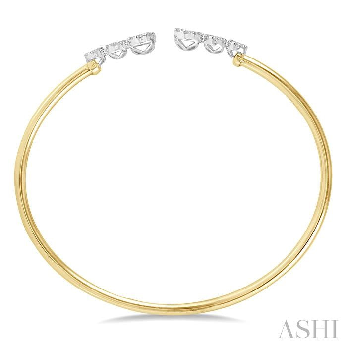 ASHI Stackable Round Shape Lovebright Diamond Open Cuff Bangle 797BVPPFGYW