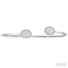 ASHI Stackable Oval Shape Halo Lovebright Essential Diamond Open Cuff Bangle 7987HPPFGWG