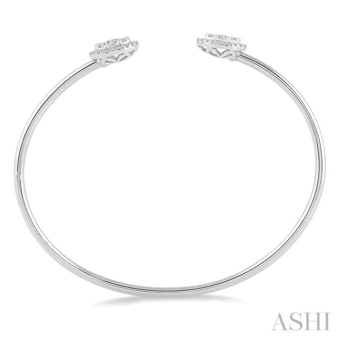 ASHI Stackable Oval Shape Halo Lovebright Essential Diamond Open Cuff Bangle 7987HPPFGWG