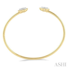 ASHI Stackable Oval Shape Halo Lovebright Essential Diamond Open Cuff Bangle 7987HPPFGYW