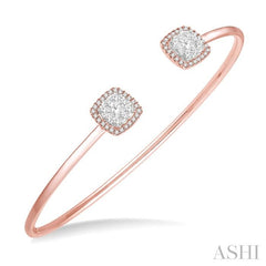 ASHI Stackable Cushion Shape Halo Lovebright Essential Diamond Open Cuff Bangle 7989VPPFGPW