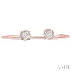 ASHI Stackable Cushion Shape Halo Lovebright Essential Diamond Open Cuff Bangle 7989VPPFGPW