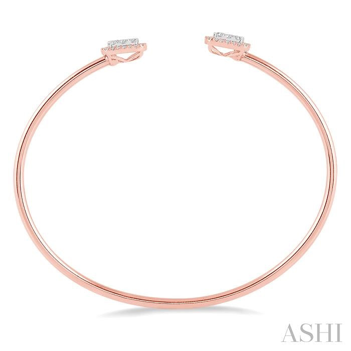 ASHI Stackable Cushion Shape Halo Lovebright Essential Diamond Open Cuff Bangle 7989VPPFGPW