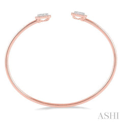 ASHI Stackable Cushion Shape Halo Lovebright Essential Diamond Open Cuff Bangle 7989VPPFGPW
