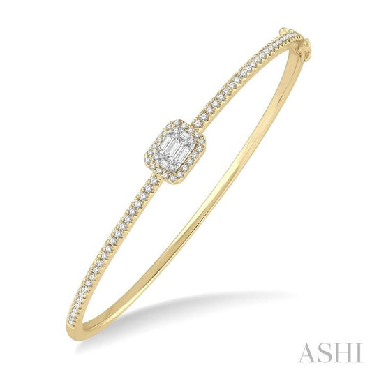 ASHI Emerald Shape Halo Fusion Diamond Fashion Bangle 798C1PPFGYW