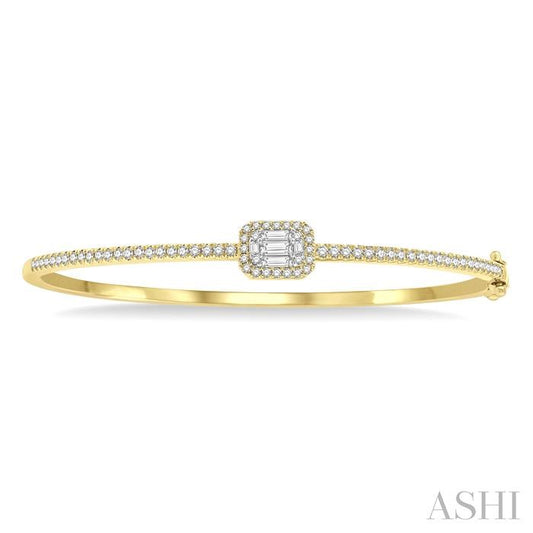 ASHI Emerald Shape Halo Fusion Diamond Fashion Bangle 798C1PPFGYW