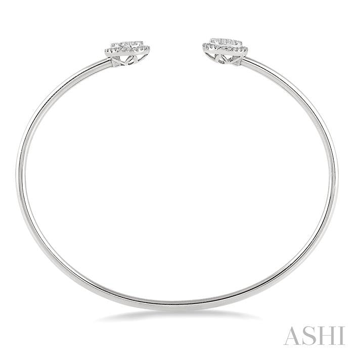 ASHI Stackable Round Shape Halo Lovebright Essential Diamond Open Cuff Bangle 7991HPPFGWG