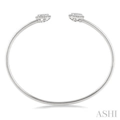 ASHI Stackable Round Shape Halo Lovebright Essential Diamond Open Cuff Bangle 7991HPPFGWG