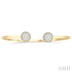 ASHI Stackable Round Shape Halo Lovebright Essential Diamond Open Cuff Bangle 7991HPPFGYW