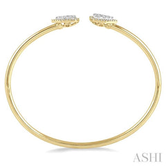 ASHI Stackable Pear Shape Halo Lovebright Essential Diamond Open Cuff Bangle 7993HPPFGYW