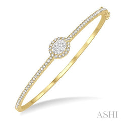 ASHI Stackable Oval Shape Halo Lovebright Essential Diamond Bangle 799B1PPFGYW-OV