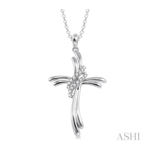 ASHI Silver Cross Diamond Pendant 86409PPSSSLPD