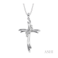 ASHI Silver Cross Diamond Pendant 86409PPSSSLPD