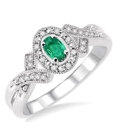 Parkplace Jewelers Silver Oval Shape Gemstone & Halo Diamond Ring 88529PPSSEMSLRG