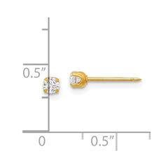 7E-SP Inverness 14K Polished 3mm CZ Short Post Earrings