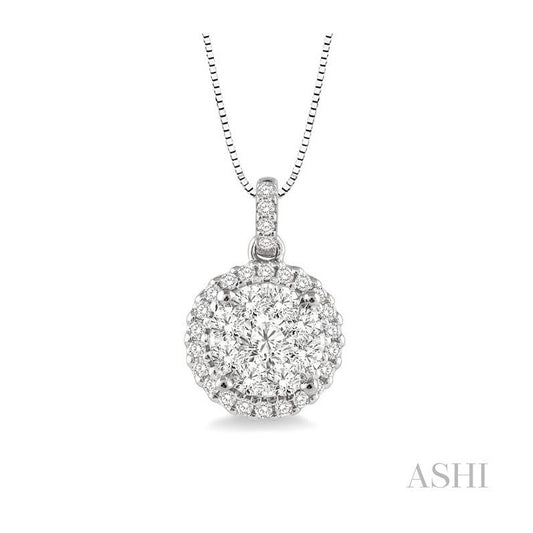 ASHI Round Shape Halo Lovebright Essential Diamond Pendant 94913PPFVPDWG