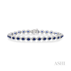 ASHI Oval Shape Gemstone & Halo Diamond Bracelet 76261PPFSSPWG