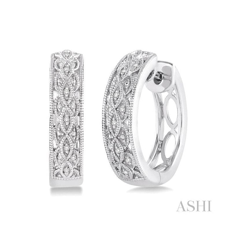 ASHI Silver Diamond Hoop Earrings 87708PPSSSLER
