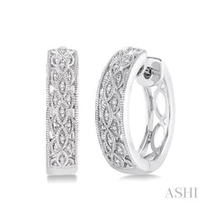 ASHI Silver Diamond Hoop Earrings 87708PPSSSLER