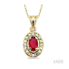 ASHI Oval Shape Gemstone & Diamond Pendant 58199PPFSPDRBYG