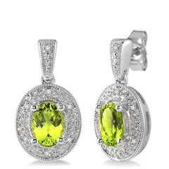 Parkplace Jewelers Silver Oval Shape Gemstone & Diamond Earrings 88128PPSSPESLER