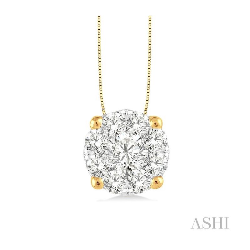 ASHI Round Shape Lovebright Essential Diamond Solitaire Pendant 91752PPFVPDYW