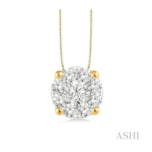 ASHI Round Shape Lovebright Essential Diamond Solitaire Pendant 91752PPFVPDYW