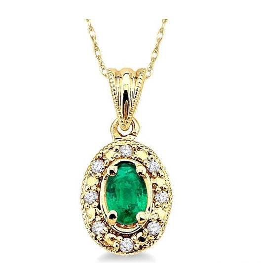 Parkplace Jewelers Oval Shape Gemstone & Diamond Pendant 58199PPTSPDEMYG